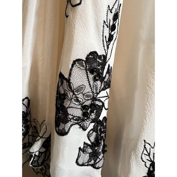 BCBGMAXAZRIA Dress 10 Ivory Black Silk Flowy Wedding Party Cruise NWT $228 - Picture 9 of 12